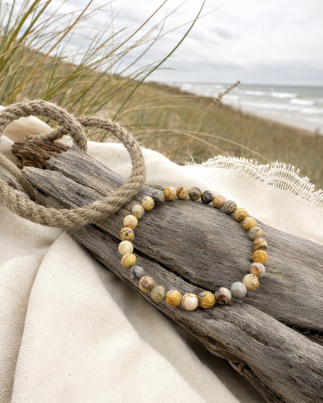 Crazy Lace Agate Round Bead Bracelet - Celebration Energy