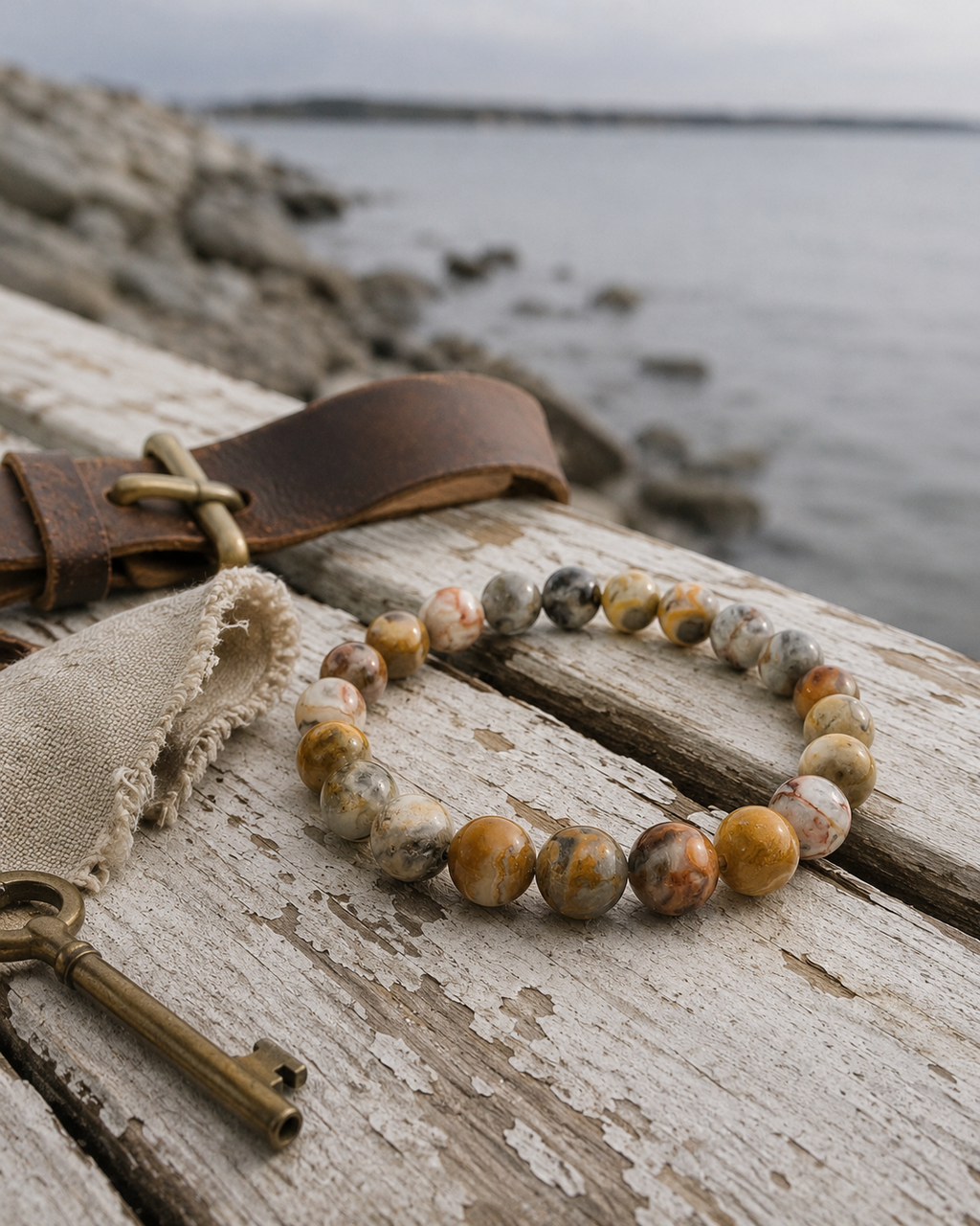 Crazy Lace Agate Round Bead Bracelet - Celebration Energy