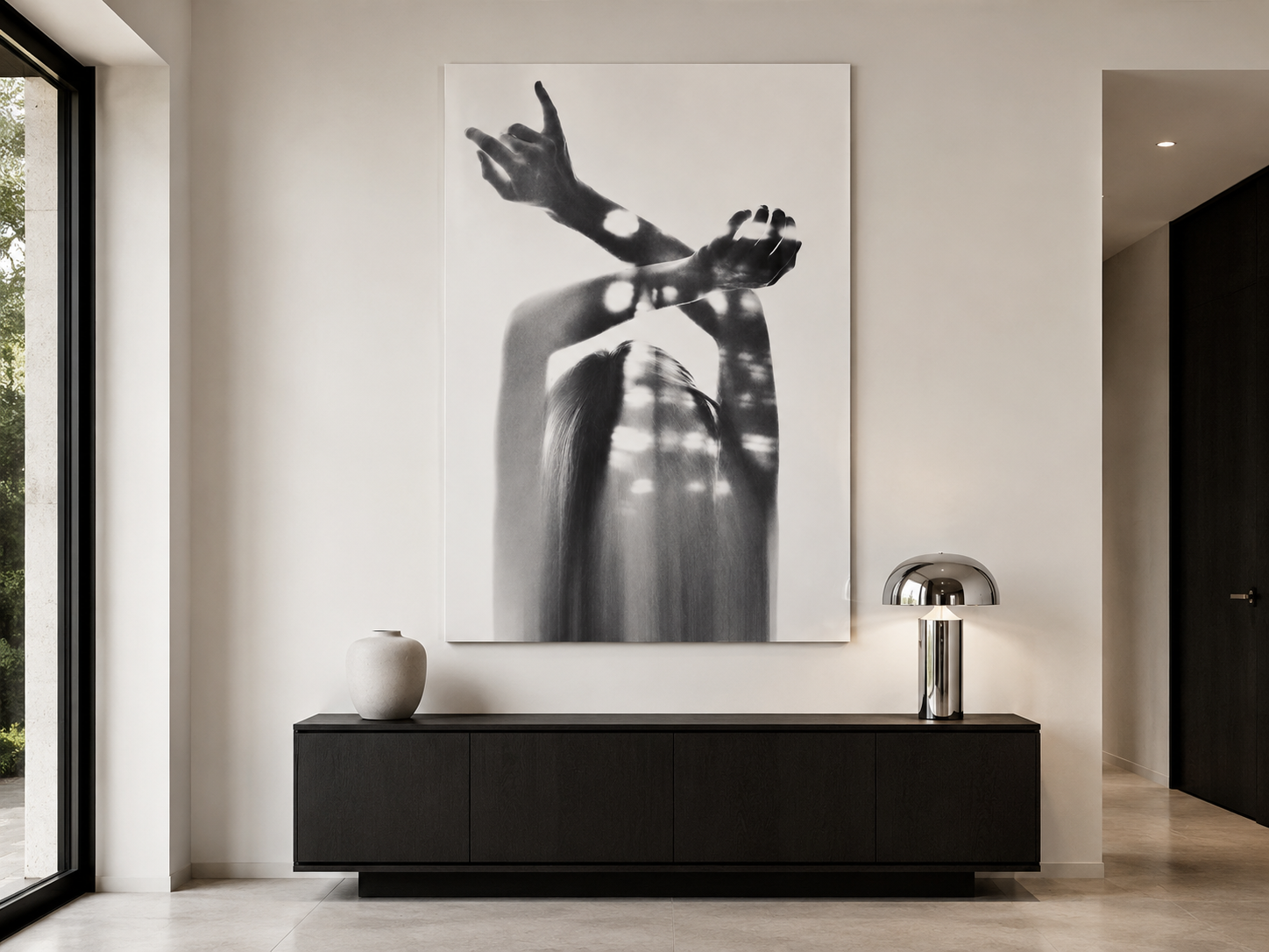 Black and White Abstract Acrylic Wall Art, Woman Silhouette Print