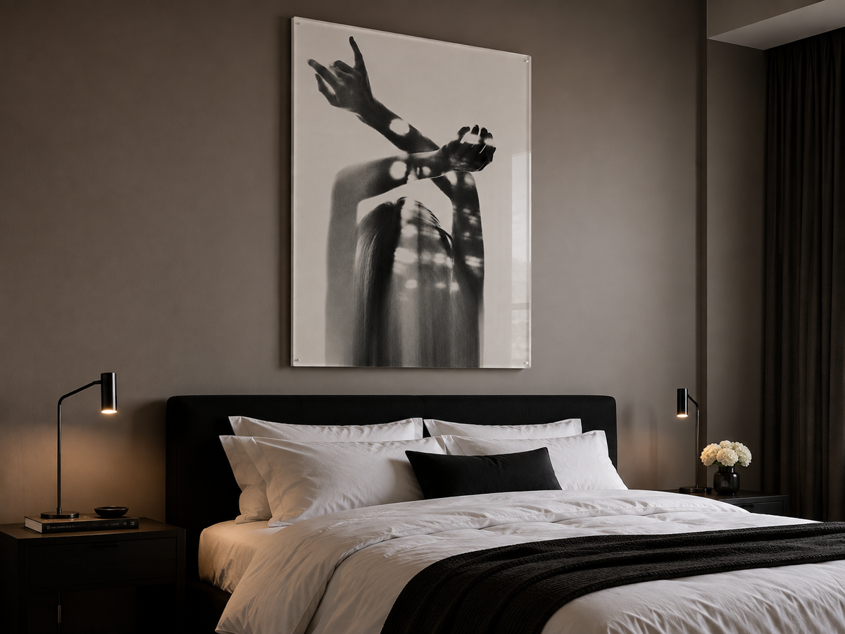 Black and White Abstract Acrylic Wall Art, Woman Silhouette Print