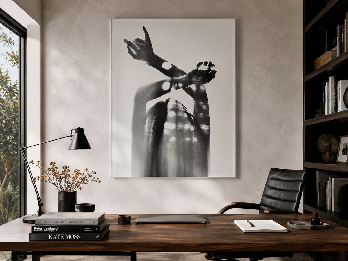 Black and White Abstract Acrylic Wall Art, Woman Silhouette Print