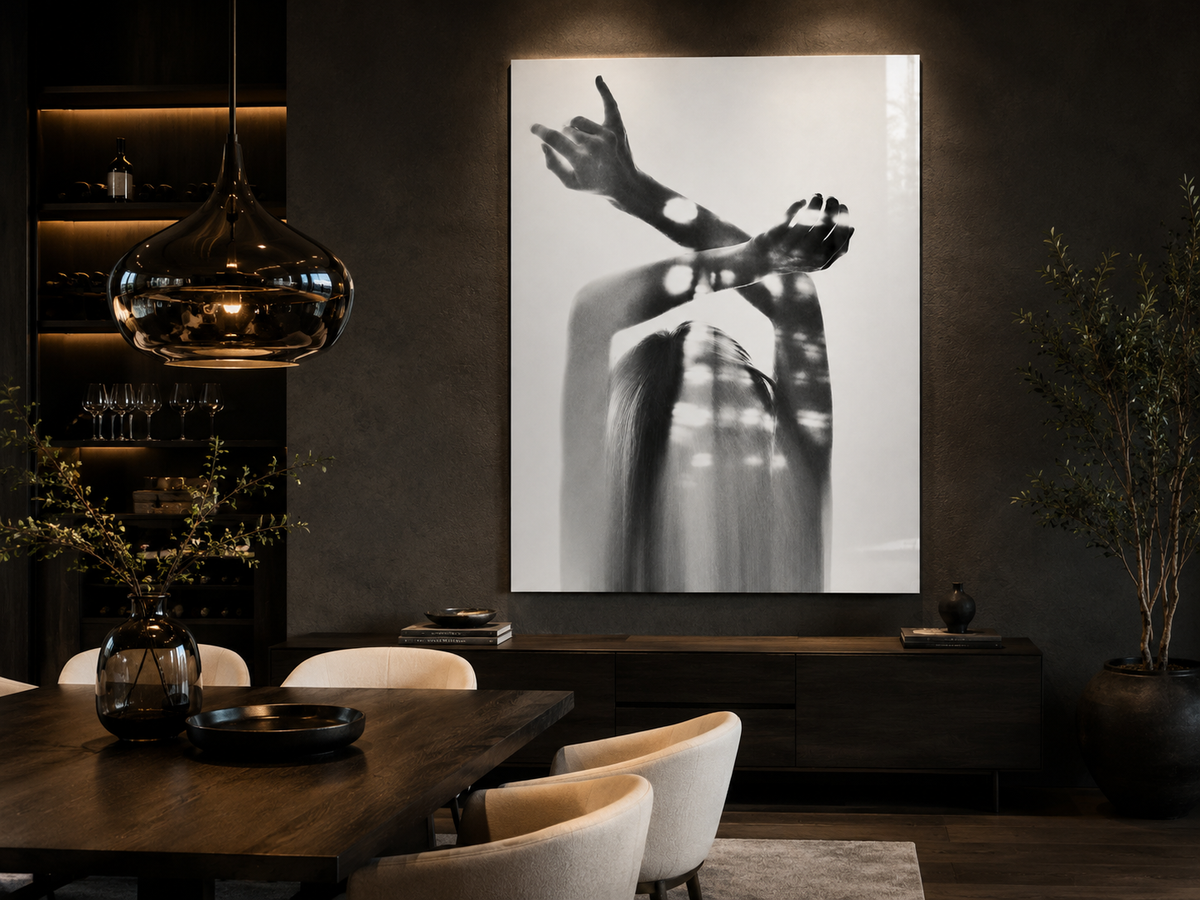 Black and White Abstract Acrylic Wall Art, Woman Silhouette Print
