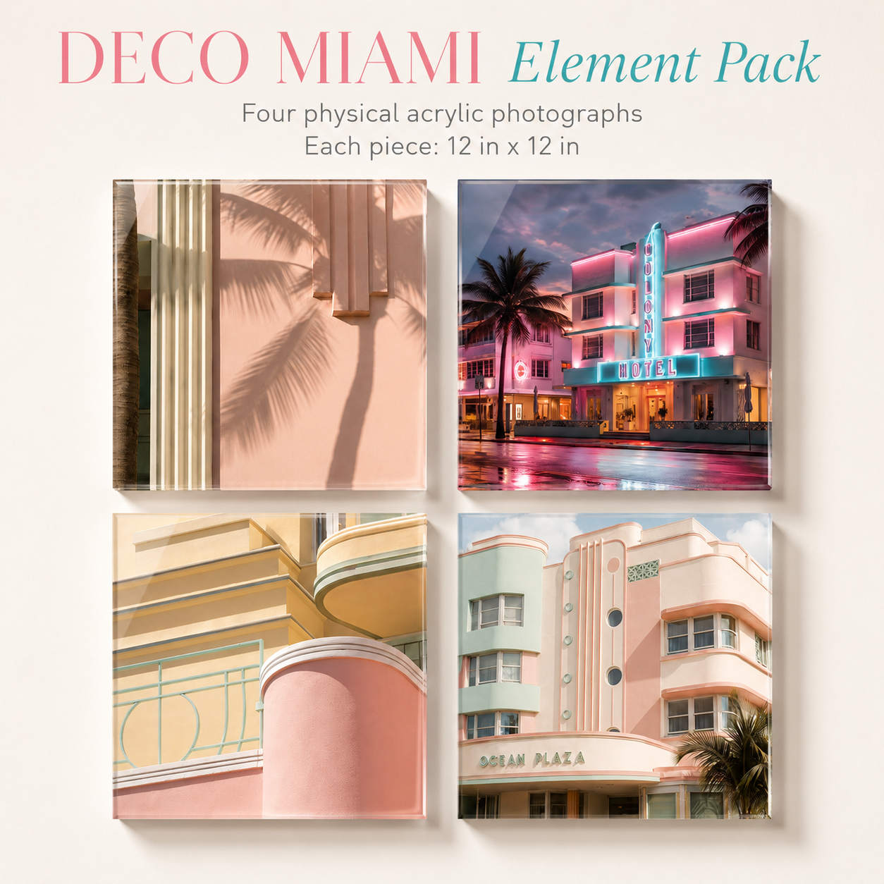 DECO MIAMI | 4-Piece Neo Deco Acrylic Wall Art Set