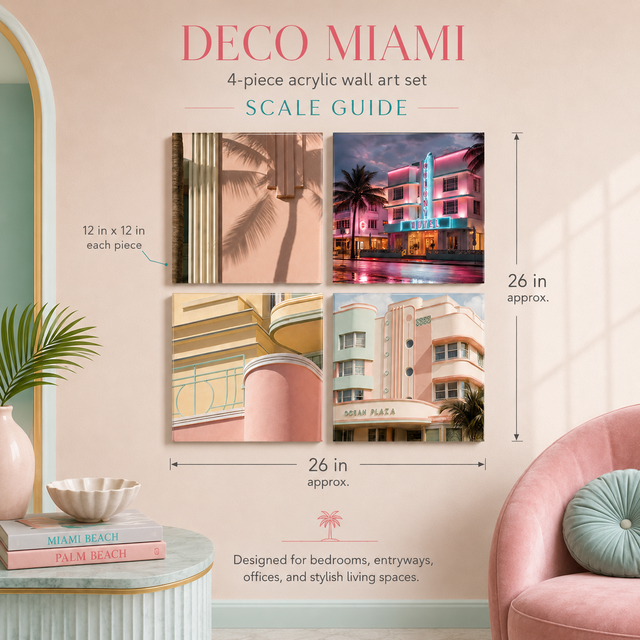 DECO MIAMI | 4-Piece Neo Deco Acrylic Wall Art Set