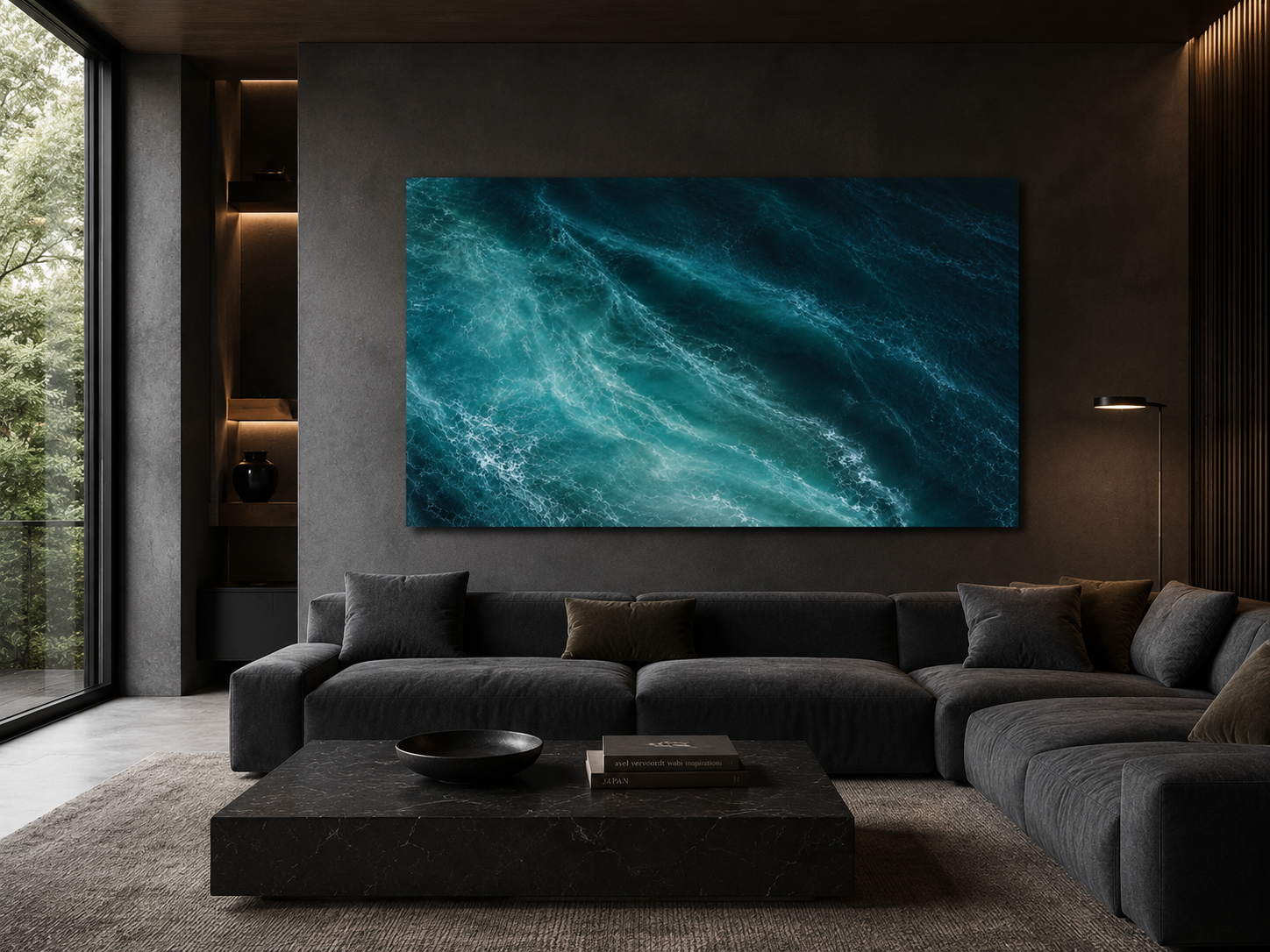 Ocean Waves Acrylic Print – Moody Teal Seascape Wall Art (French Cleat Hanger)