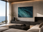 Ocean Waves Acrylic Print – Moody Teal Seascape Wall Art (French Cleat Hanger)