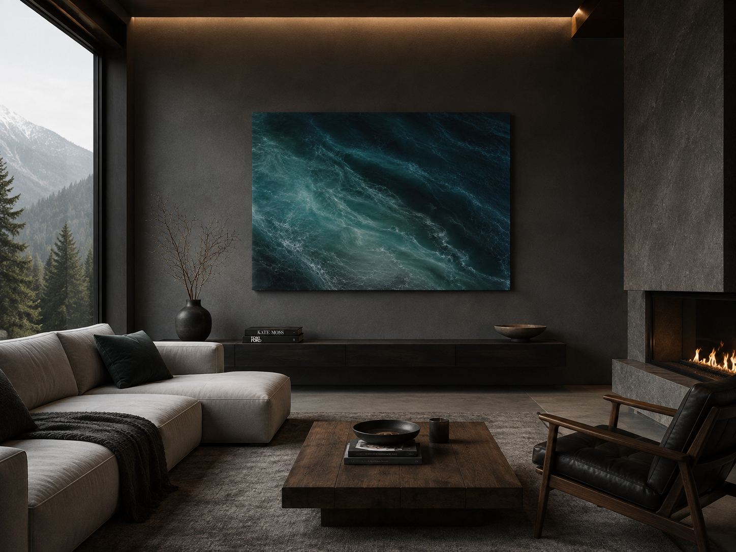 Ocean Waves Acrylic Print – Moody Teal Seascape Wall Art (French Cleat Hanger)