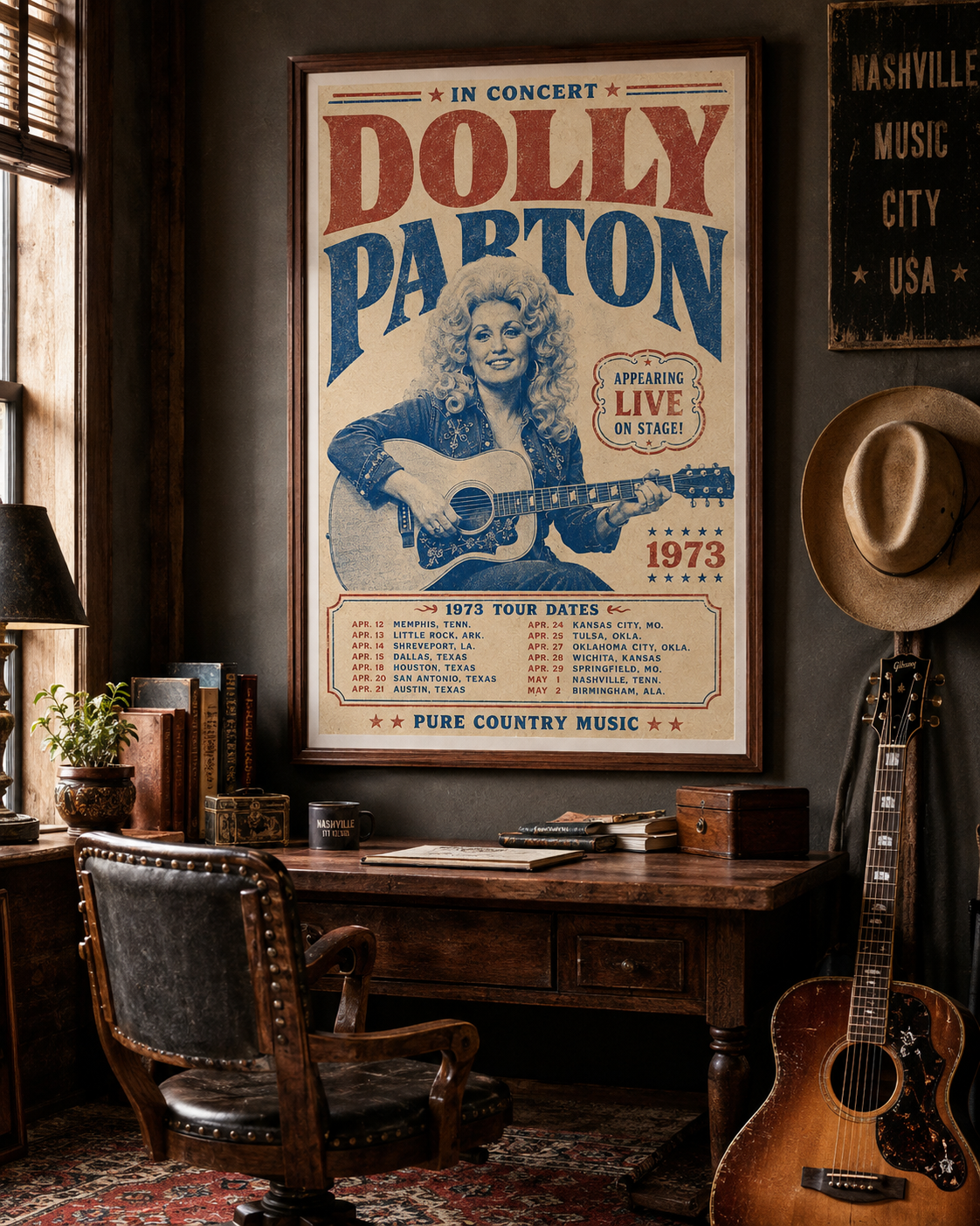 Dolly Parton LIVE ’73 Poster | Vintage Country Concert Matte Poster
