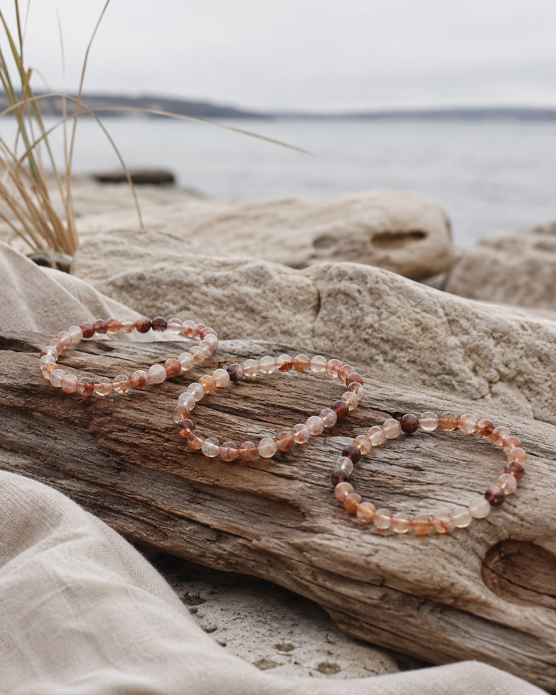 Fire Quartz Round Bead Bracelet - Grounded Energy