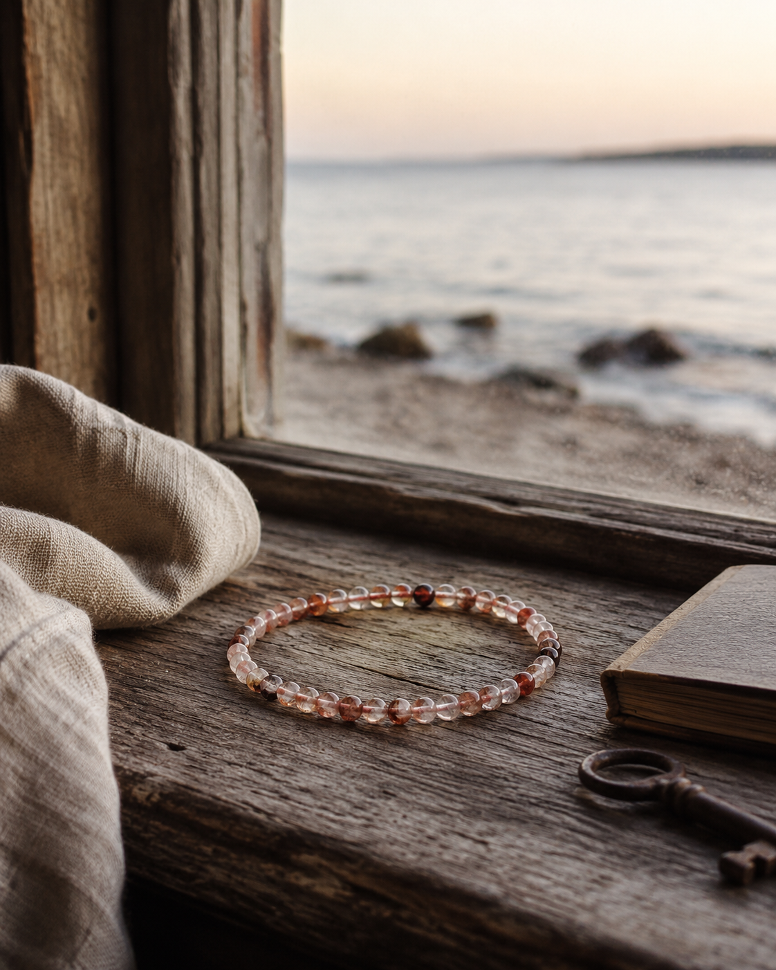Fire Quartz Round Bead Bracelet - Grounded Energy