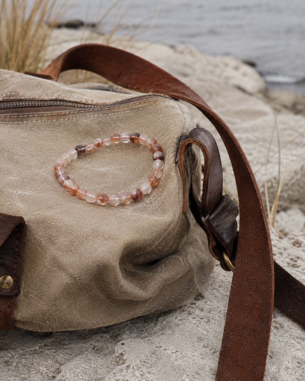 Fire Quartz Round Bead Bracelet - Grounded Energy