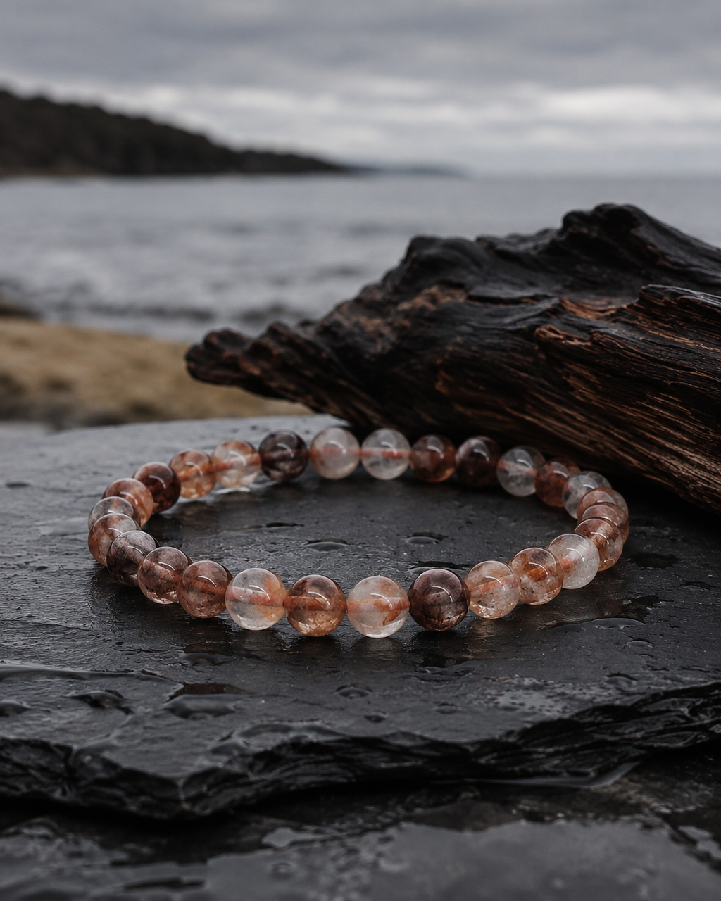 Fire Quartz Round Bead Bracelet - Grounded Energy