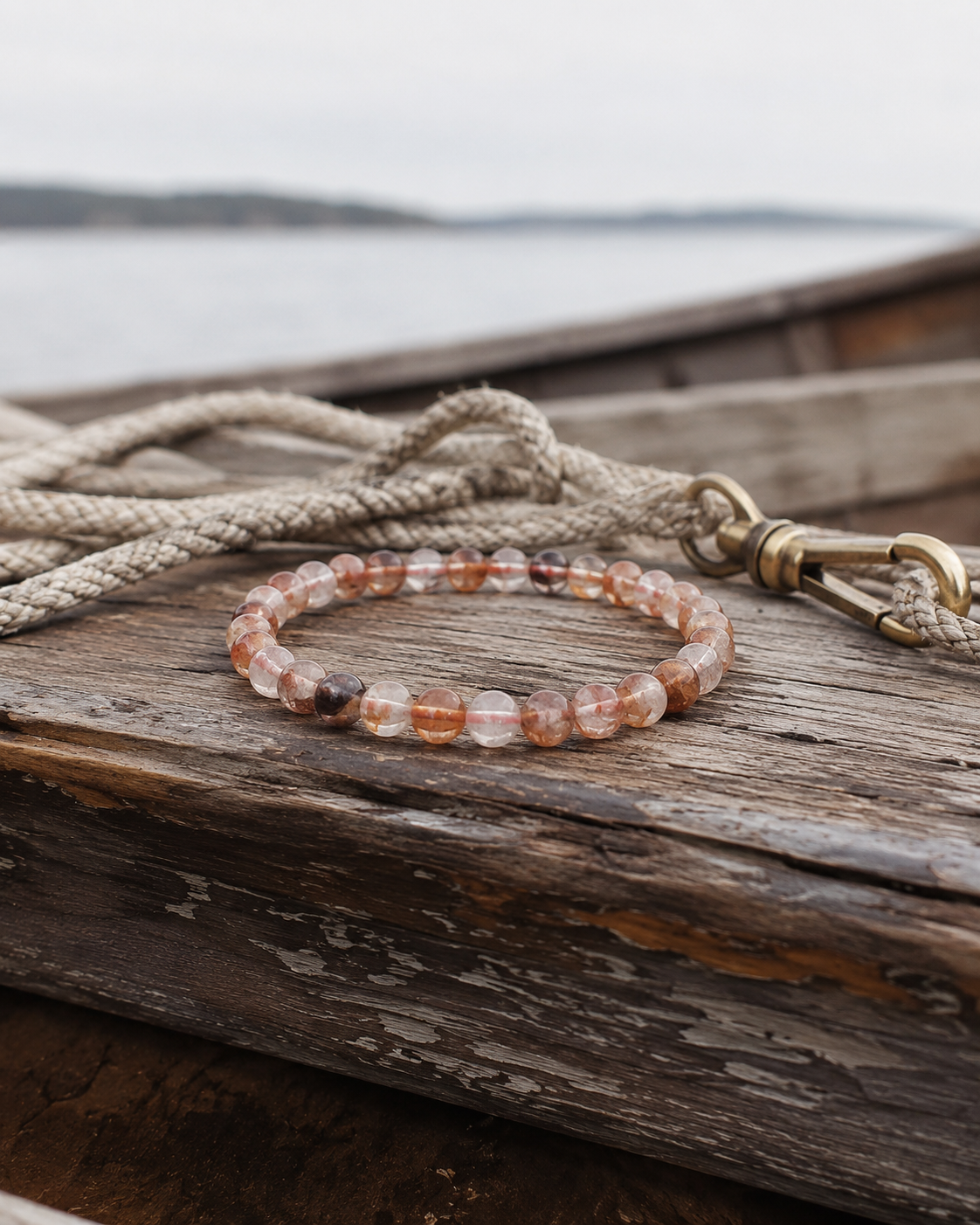 Fire Quartz Round Bead Bracelet - Grounded Energy