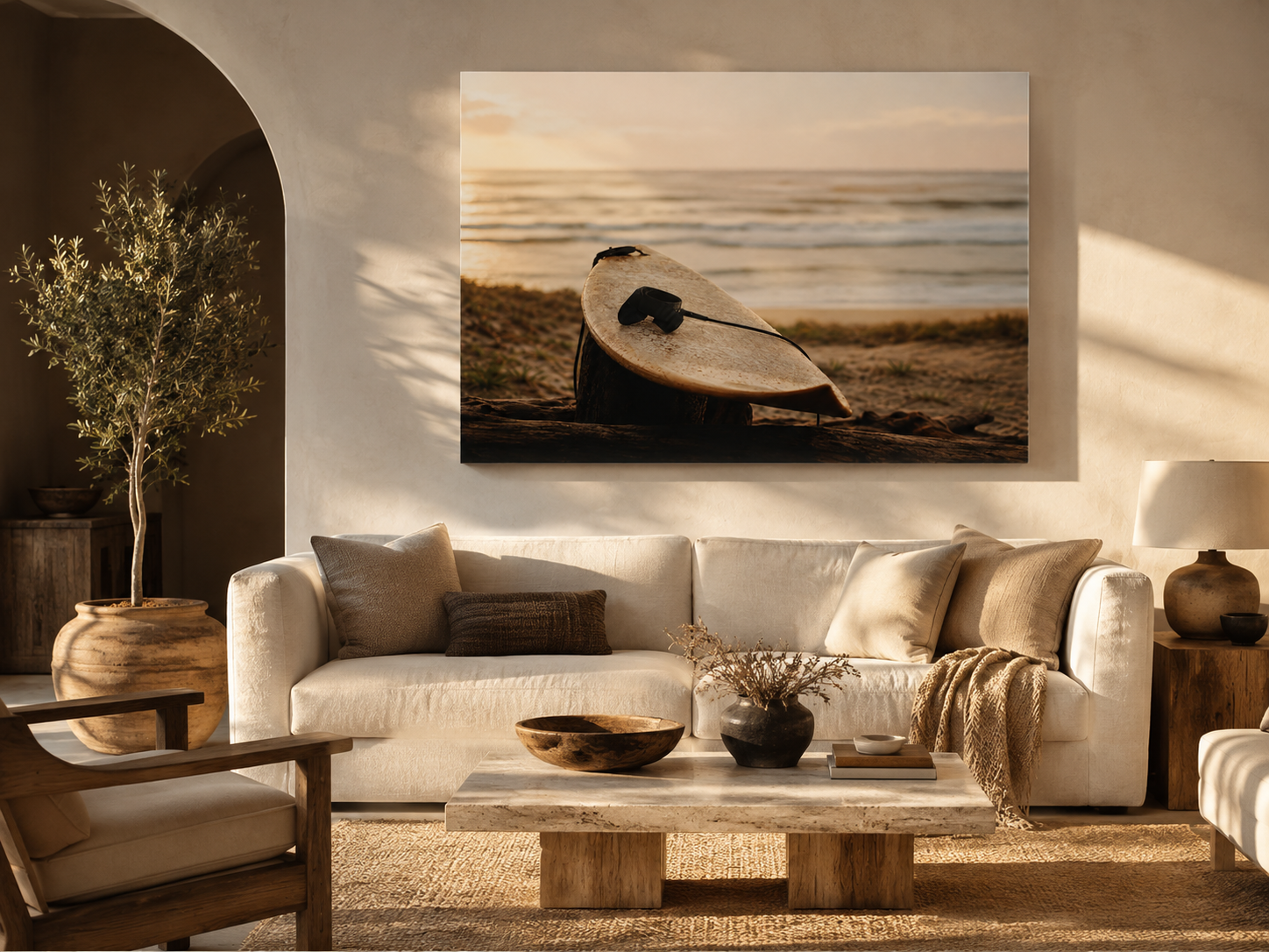 Surfboard Acrylic Wall Art, Coastal Beach Photography Print