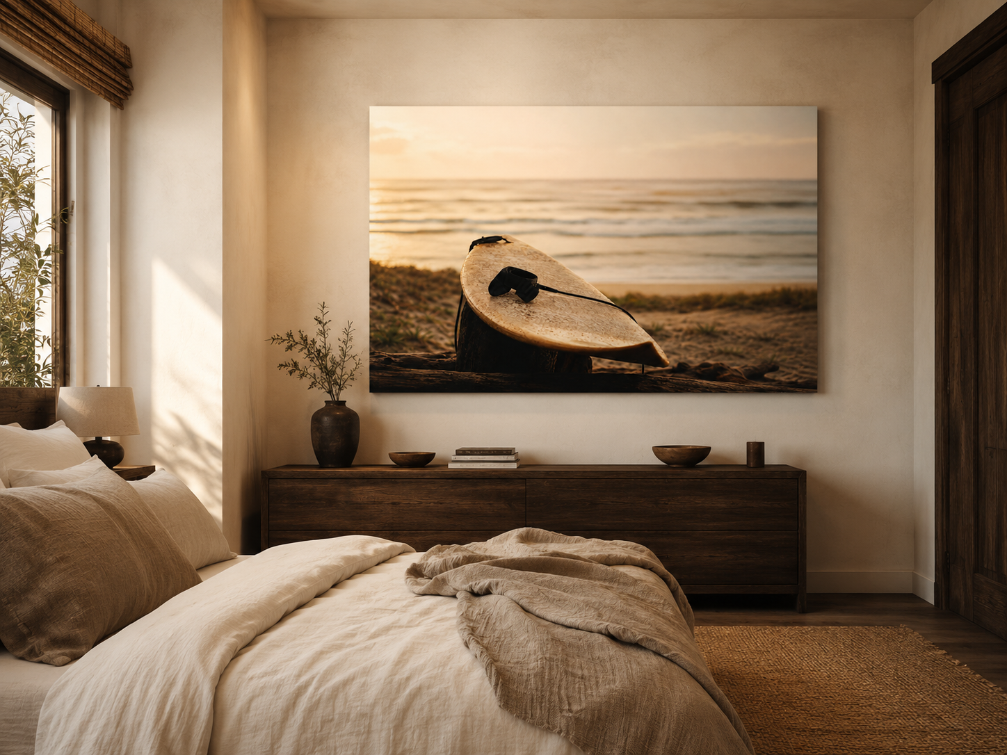 Surfboard Acrylic Wall Art, Coastal Beach Photography Print