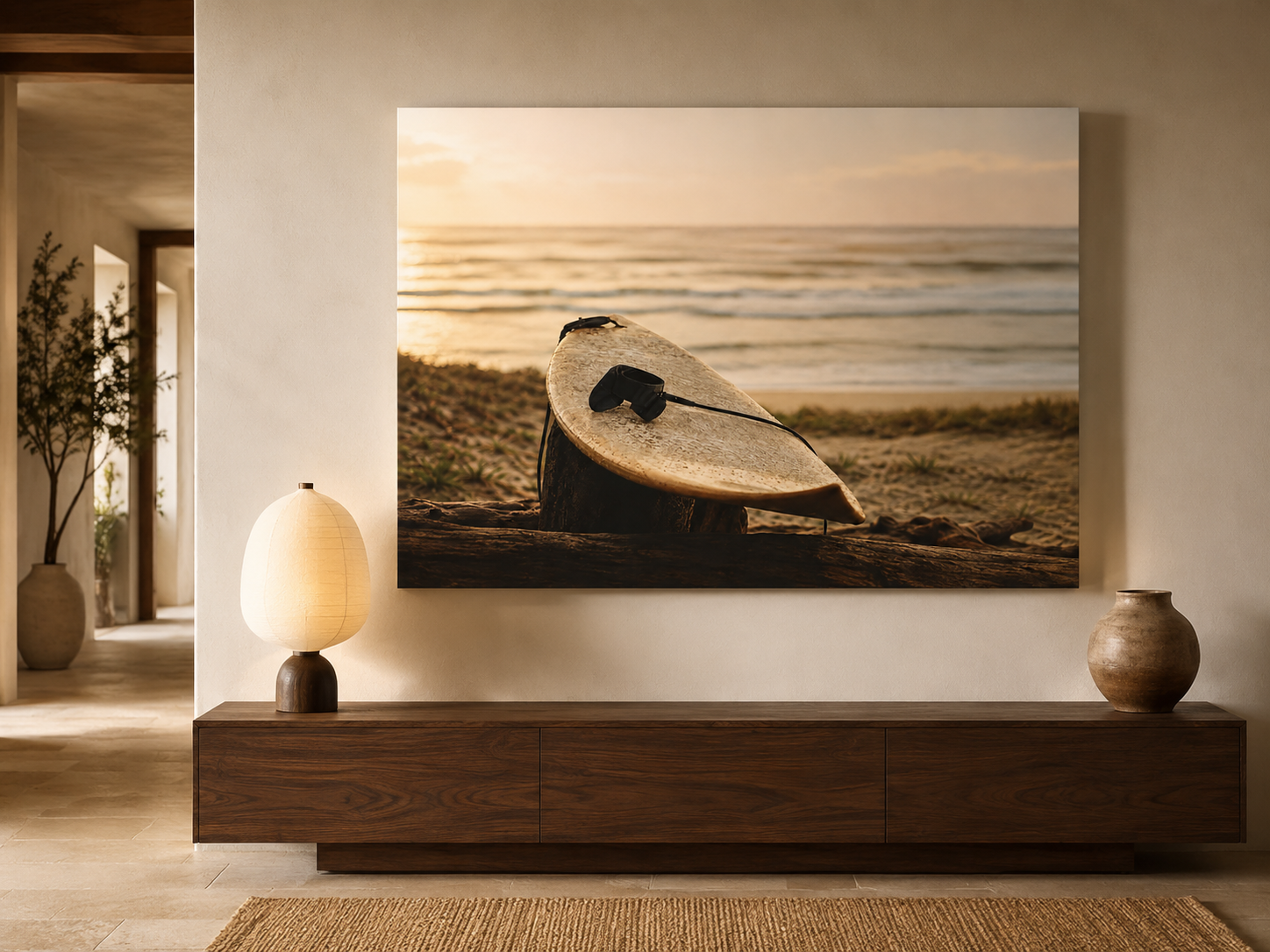 Surfboard Acrylic Wall Art, Coastal Beach Photography Print