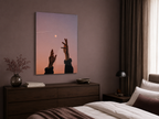 Moon Wall Art, Surreal Hands Acrylic Print, Celestial Decor