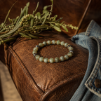 Jade with Gold Spacer Round Bead Bracelet 8mm - Serene Abundance