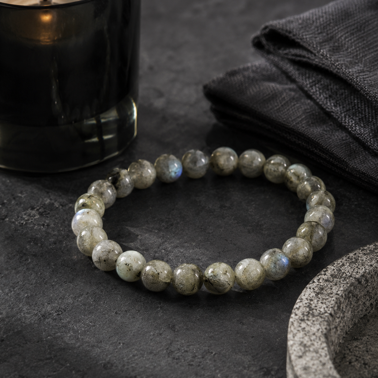 Labradorite Round Bead Bracelet - Magical Protection
