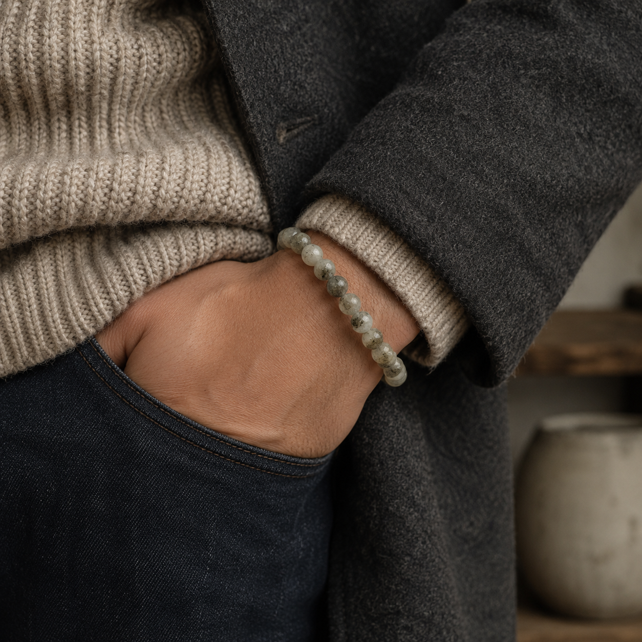 Labradorite Round Bead Bracelet - Magical Protection