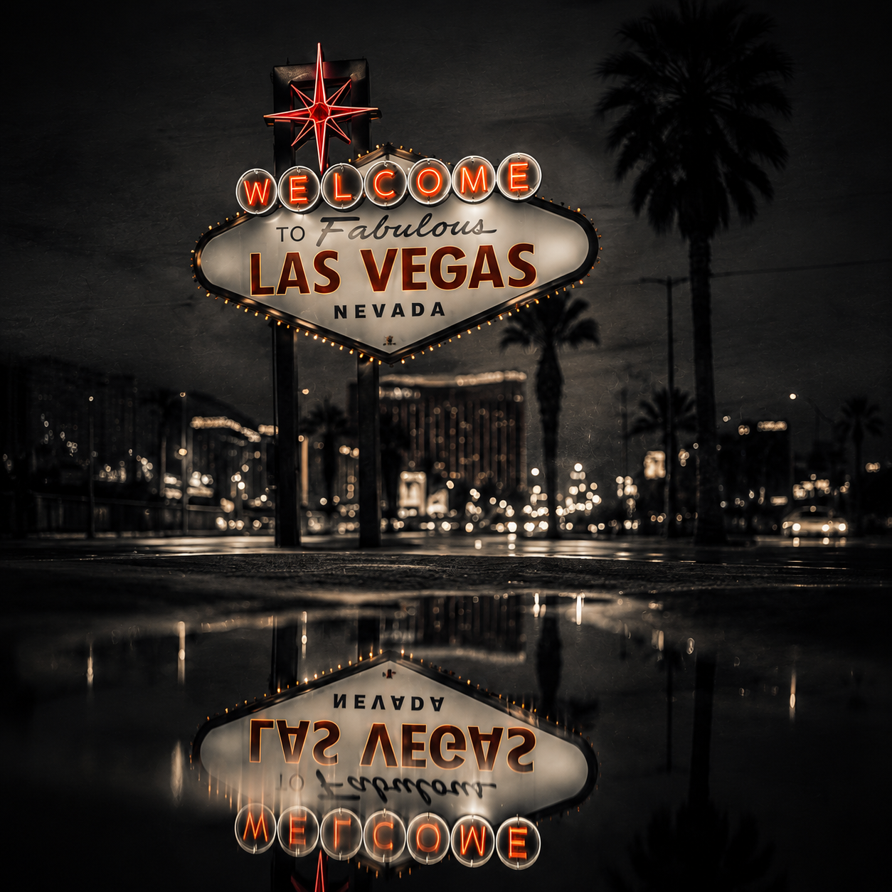 LAS VEGAS | 4-Piece Neon Noir Acrylic Wall Art Set