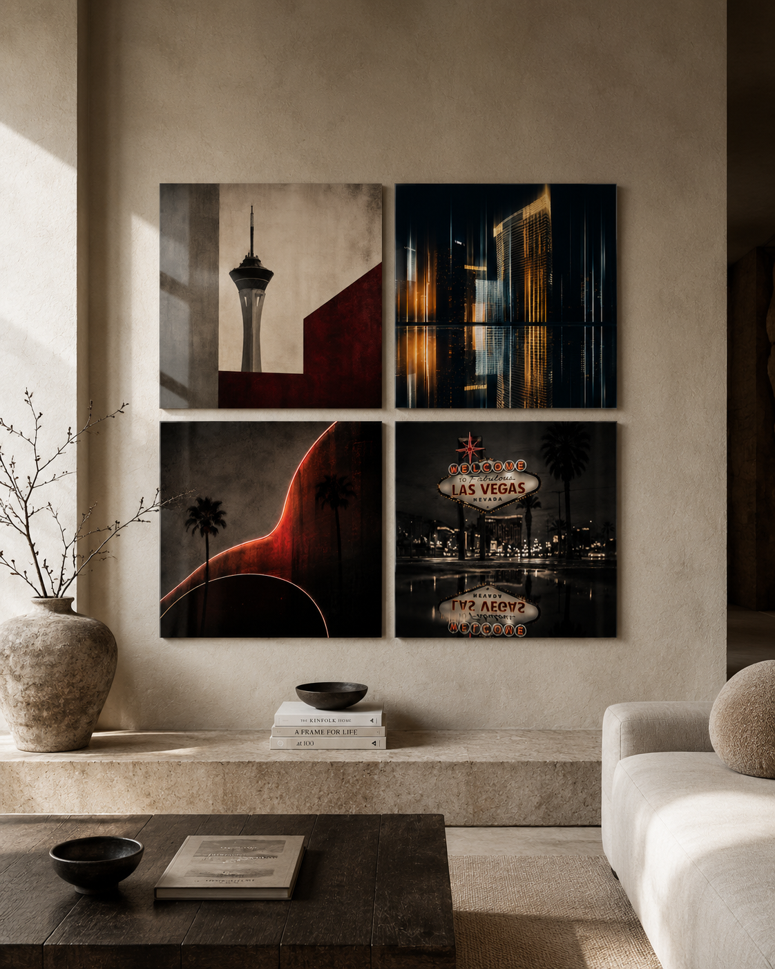 LAS VEGAS | 4-Piece Neon Noir Acrylic Wall Art Set