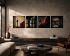 LAS VEGAS | 4-Piece Neon Noir Acrylic Wall Art Set