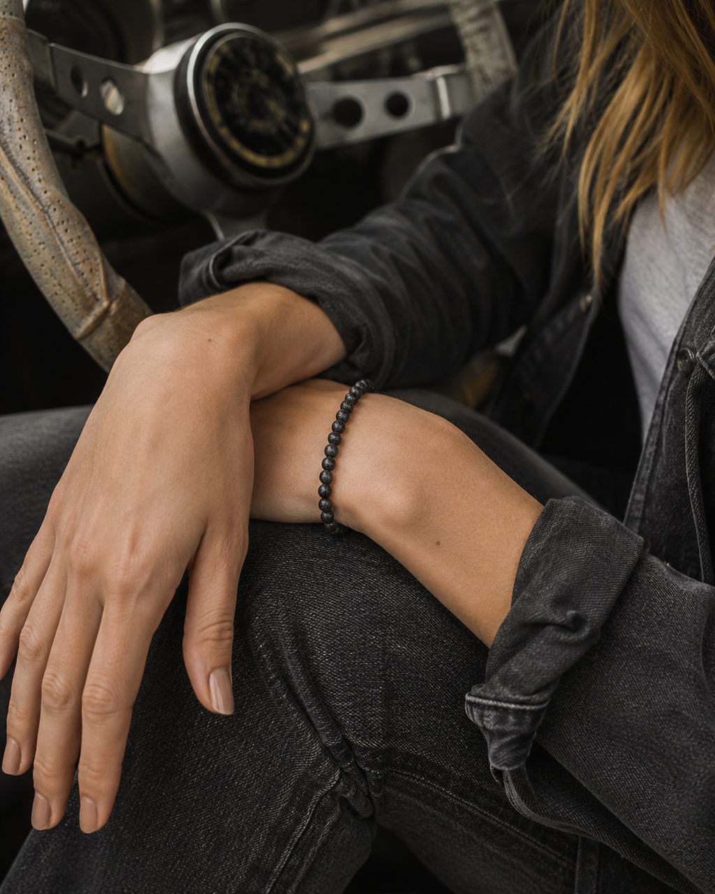Lava Round Bead Bracelet - Steadfast Courage