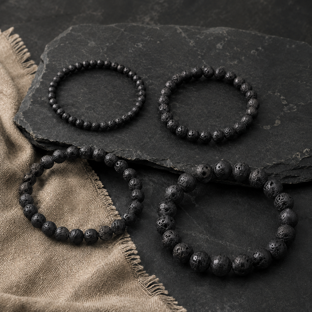 Lava Round Bead Bracelet - Steadfast Courage