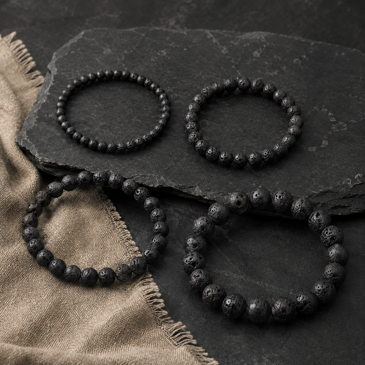 Lava Round Bead Bracelet - Steadfast Courage