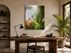 Tropical Palm Tree Acrylic Wall Art, Sunlit Botanical Photograph