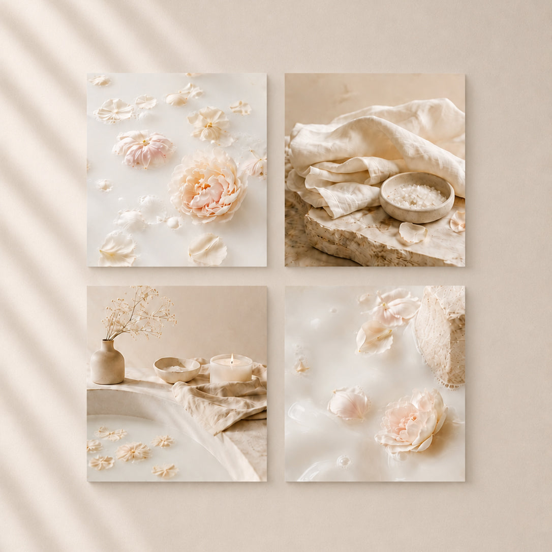 MILK BATH | 4-Piece Acrylic Spa Wall Art Set