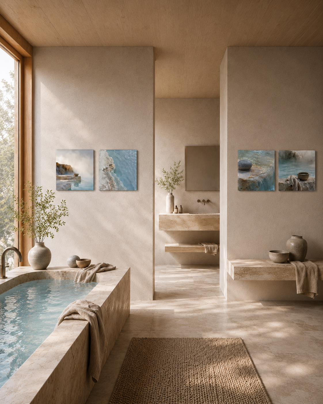 MINERAL BATH — 4-Piece Acrylic Spa Wall Art Set