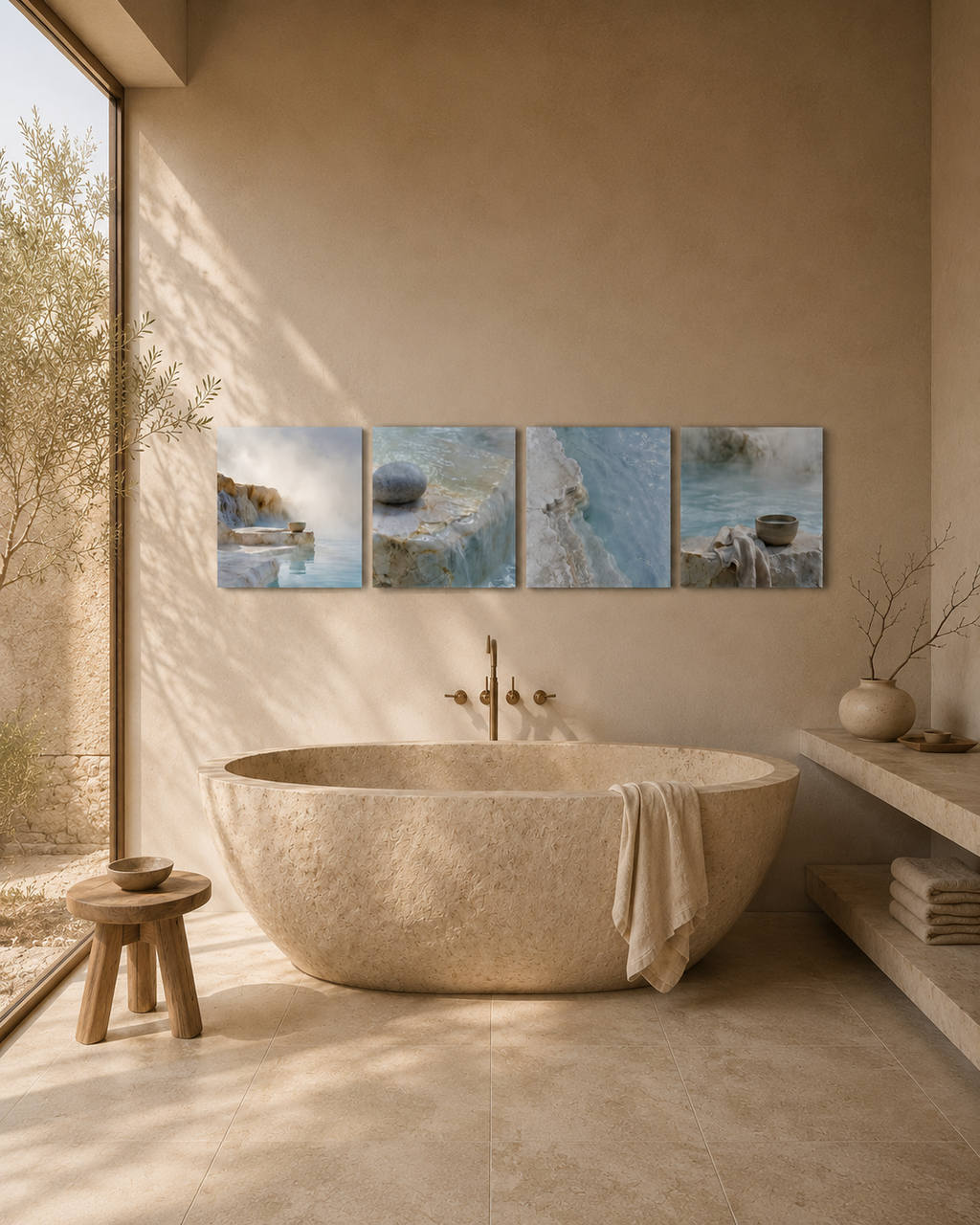 MINERAL BATH — 4-Piece Acrylic Spa Wall Art Set