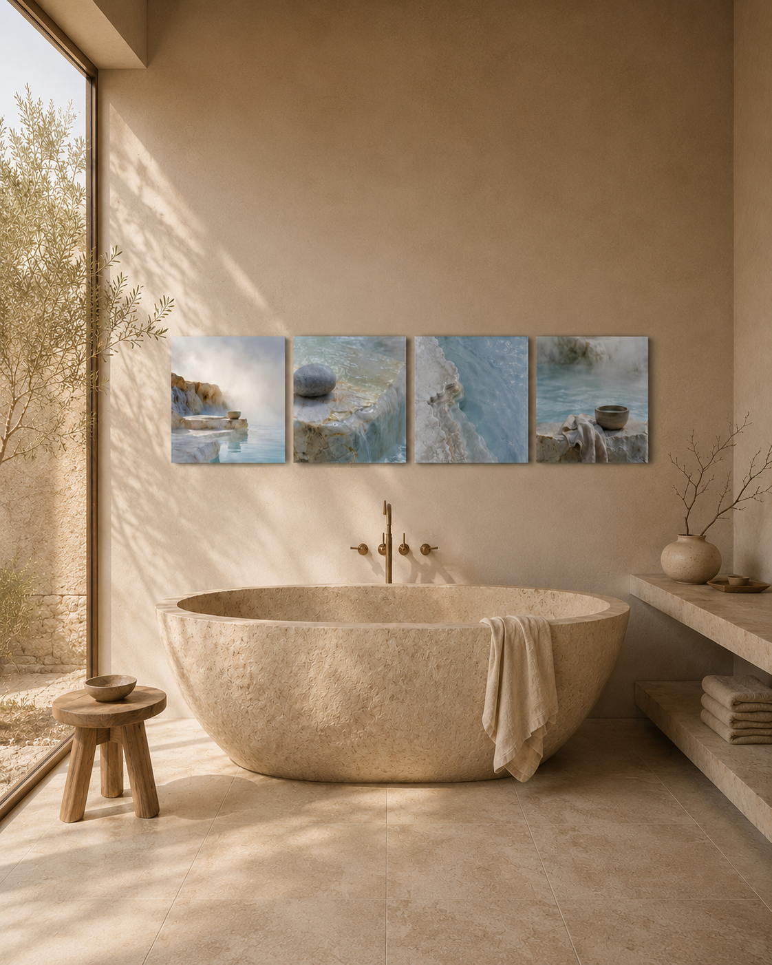 MINERAL BATH — 4-Piece Acrylic Spa Wall Art Set