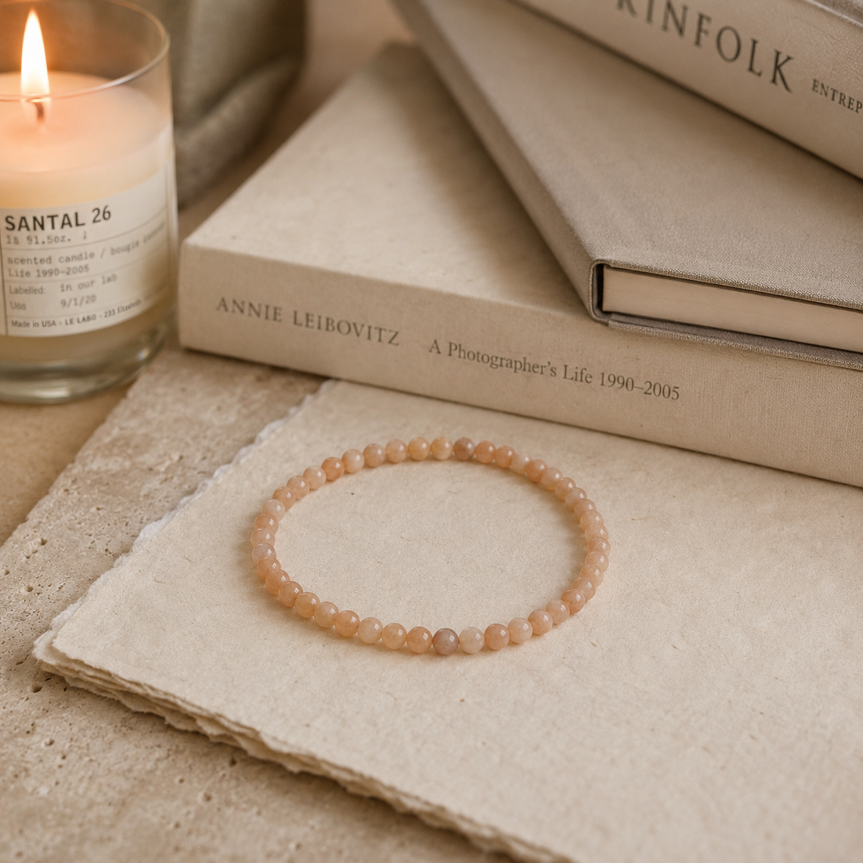Moonstone Round Bead Bracelet - Traveler's Blessing