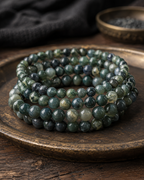 Moss Agate Round Bead Bracelet - Nature Renewal