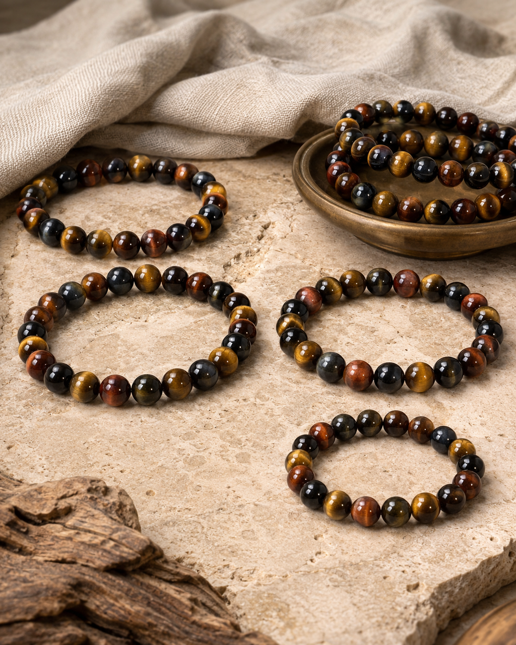 Multi-Color Tiger Eye Round Bead Bracelet - Personal Power