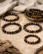 Multi-Color Tiger Eye Round Bead Bracelet - Personal Power