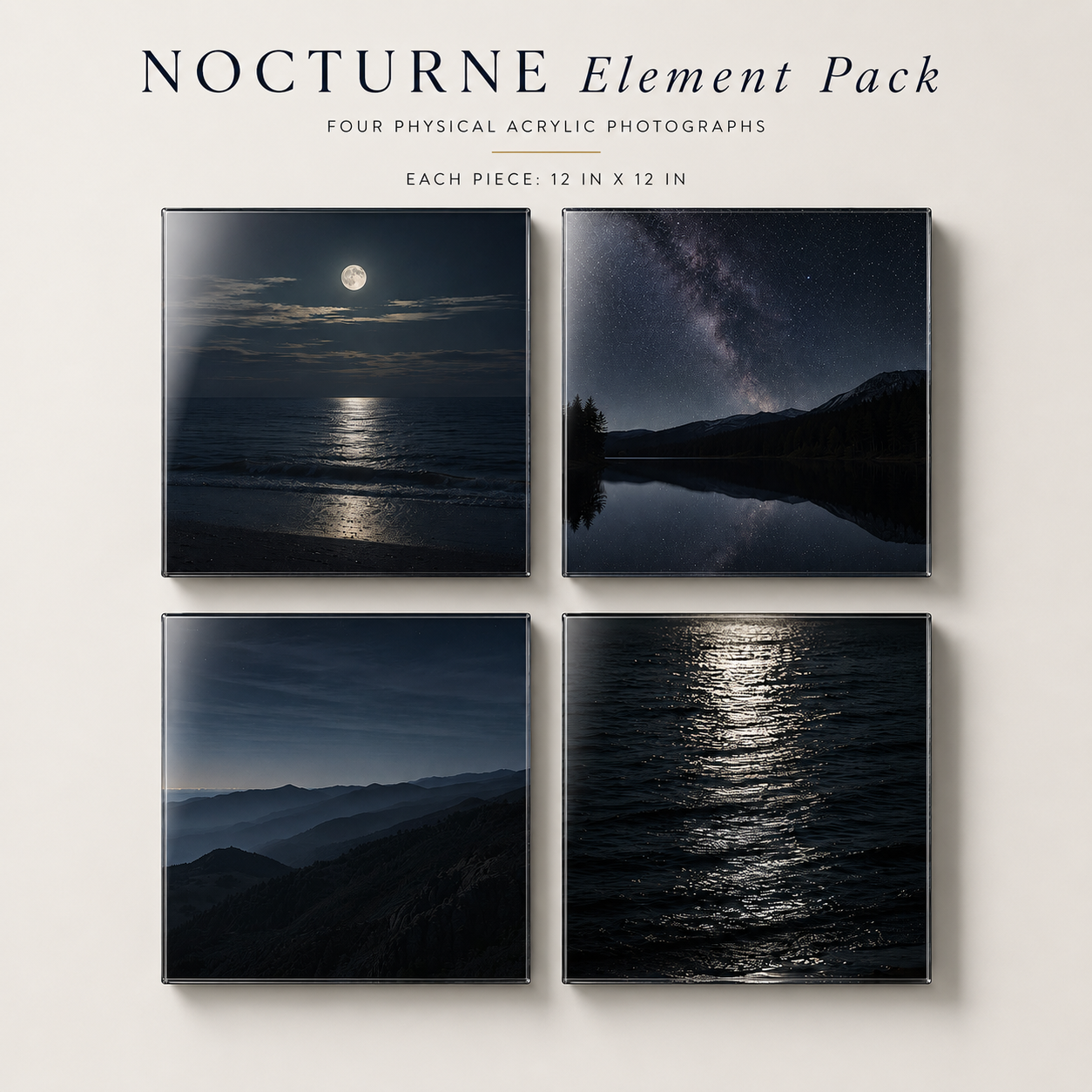 NOCTURNE — 4-Piece Acrylic Moonlight Wall Art Set