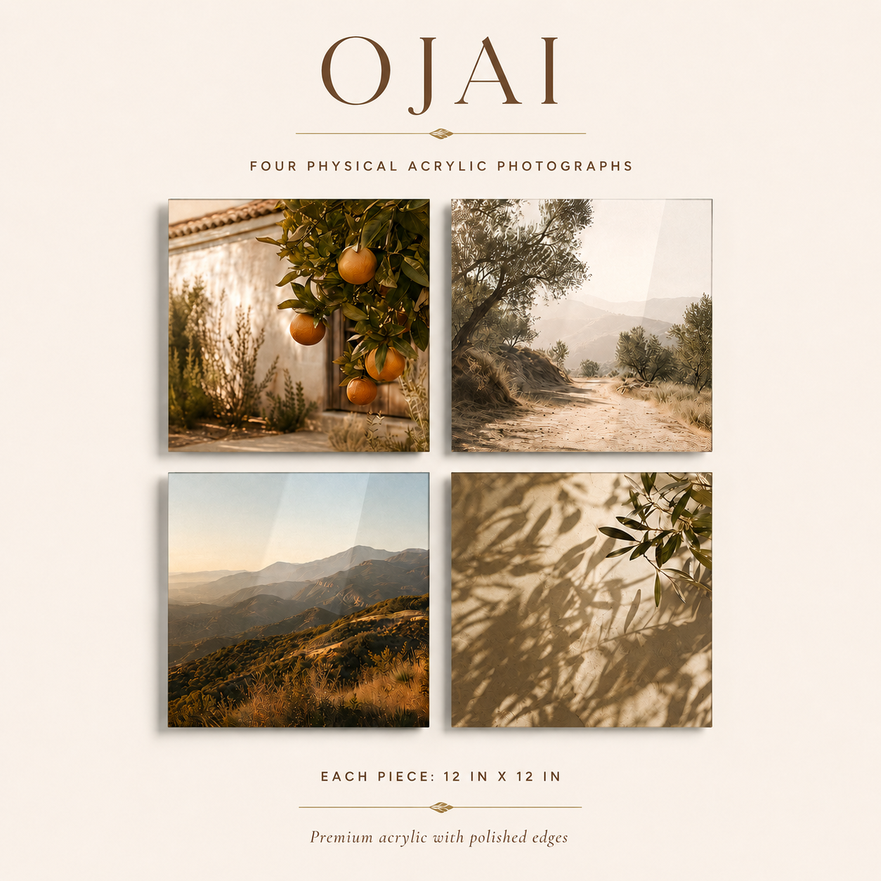 OJAI | 4-Piece Golden Valley Acrylic Wall Art Set