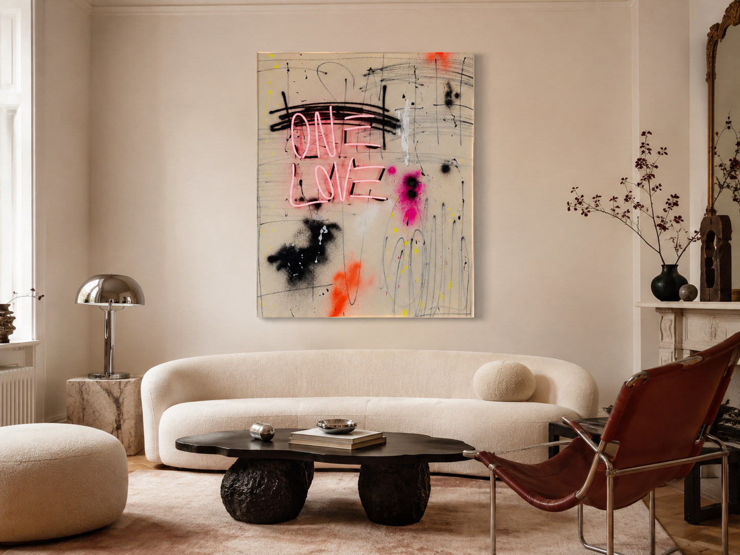 One Love Neon Wall Art, Graffiti Acrylic Print, Modern Pop Art