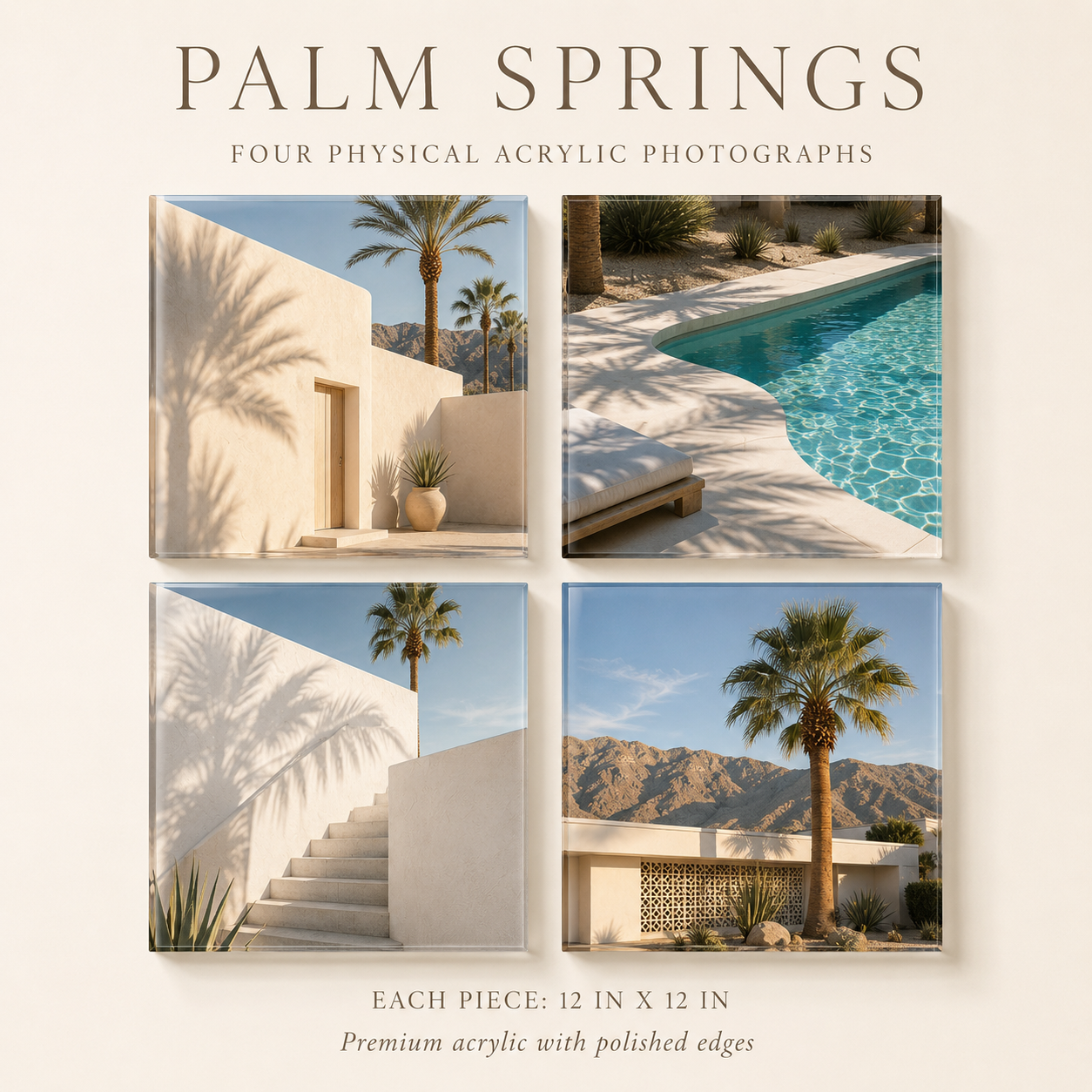 PALM SPRINGS | 4-Piece Desert Modern Acrylic Wall Art Set