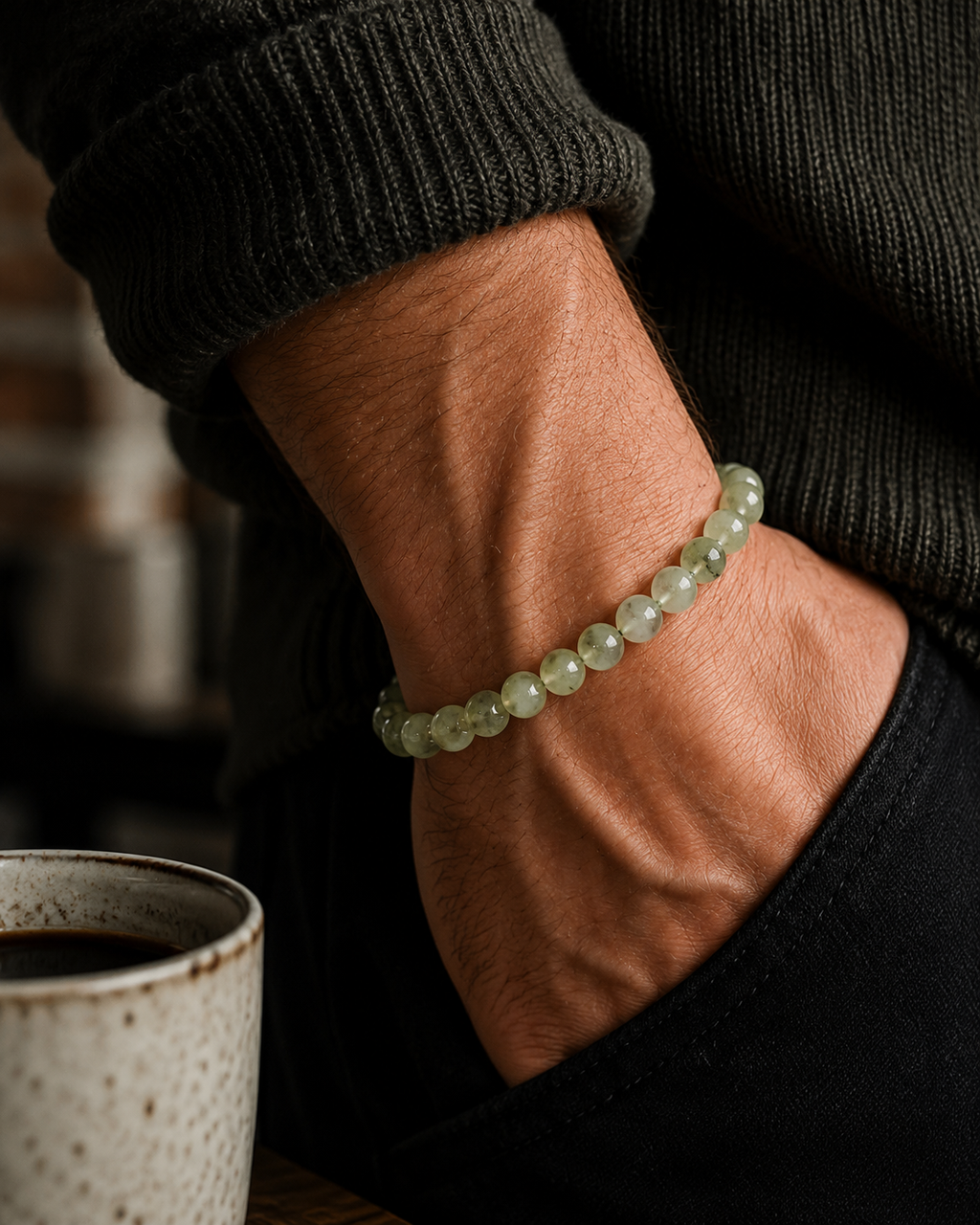 Prehnite Round Bead Bracelet - Unconditional Love
