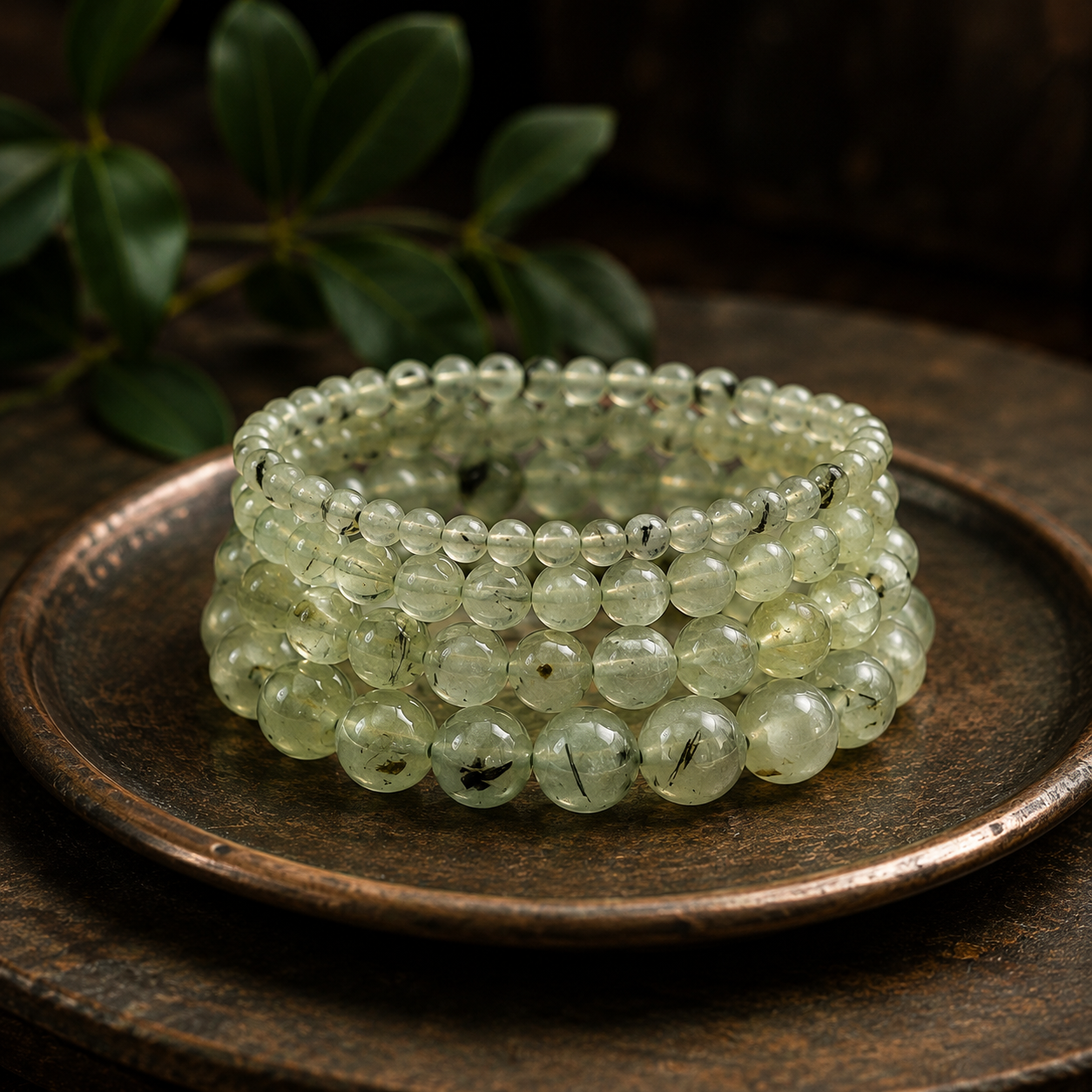 Prehnite Round Bead Bracelet - Unconditional Love
