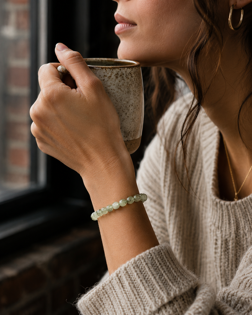 Prehnite Round Bead Bracelet - Unconditional Love