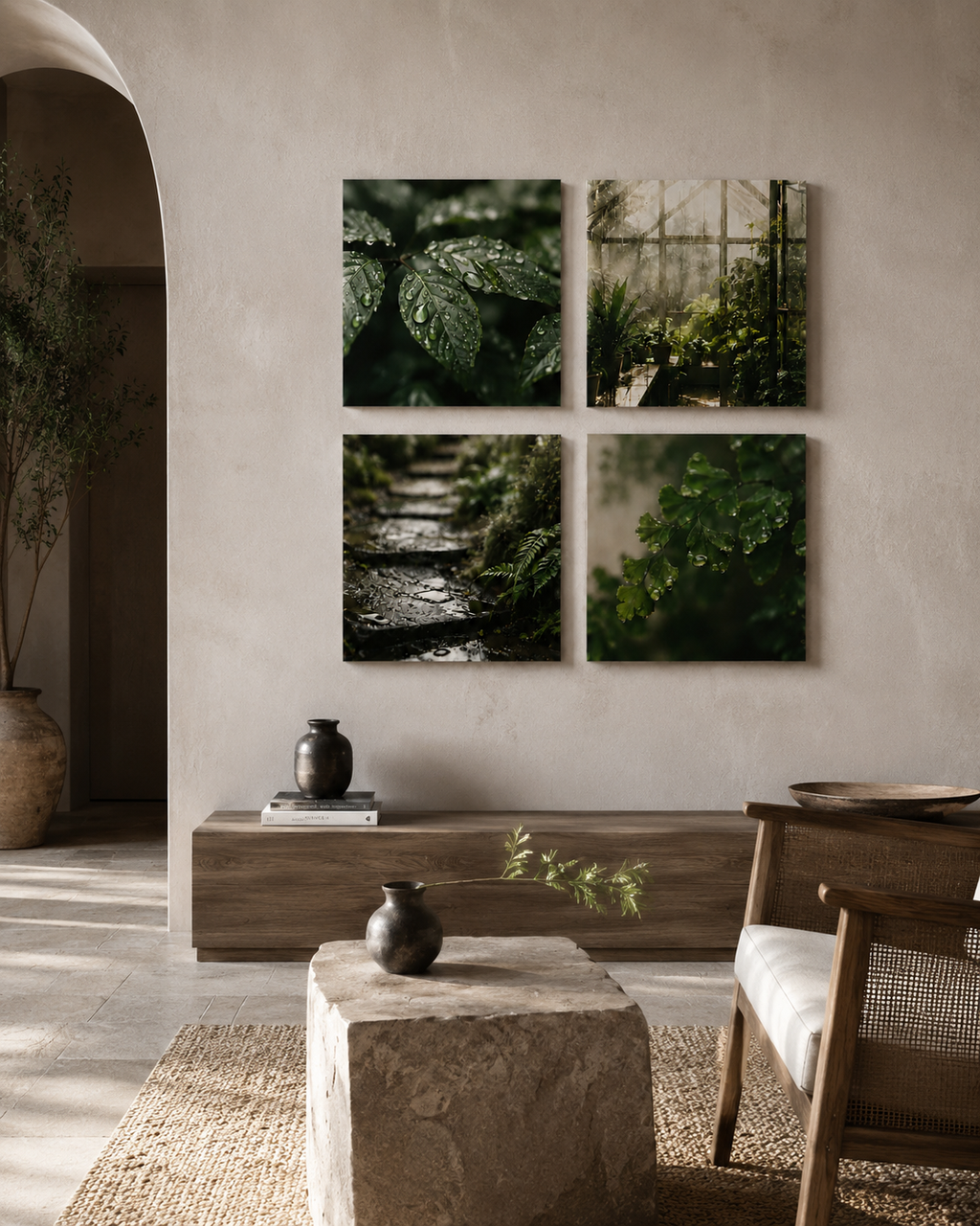 RAIN GARDEN | 4-Piece Acrylic Botanical Wall Art Set