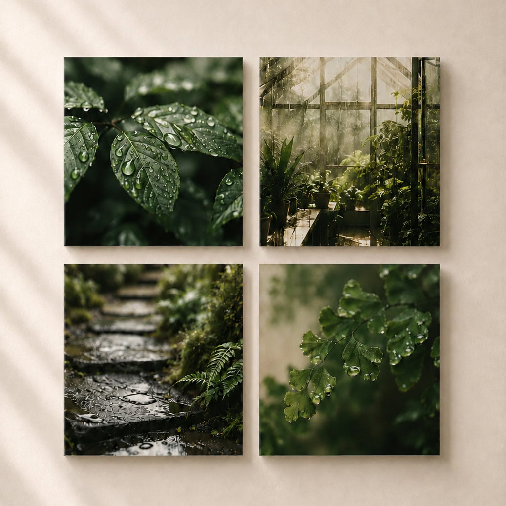 RAIN GARDEN | 4-Piece Acrylic Botanical Wall Art Set