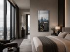 New York Acrylic Wall Art, Rainy NYC Skyline Photograph