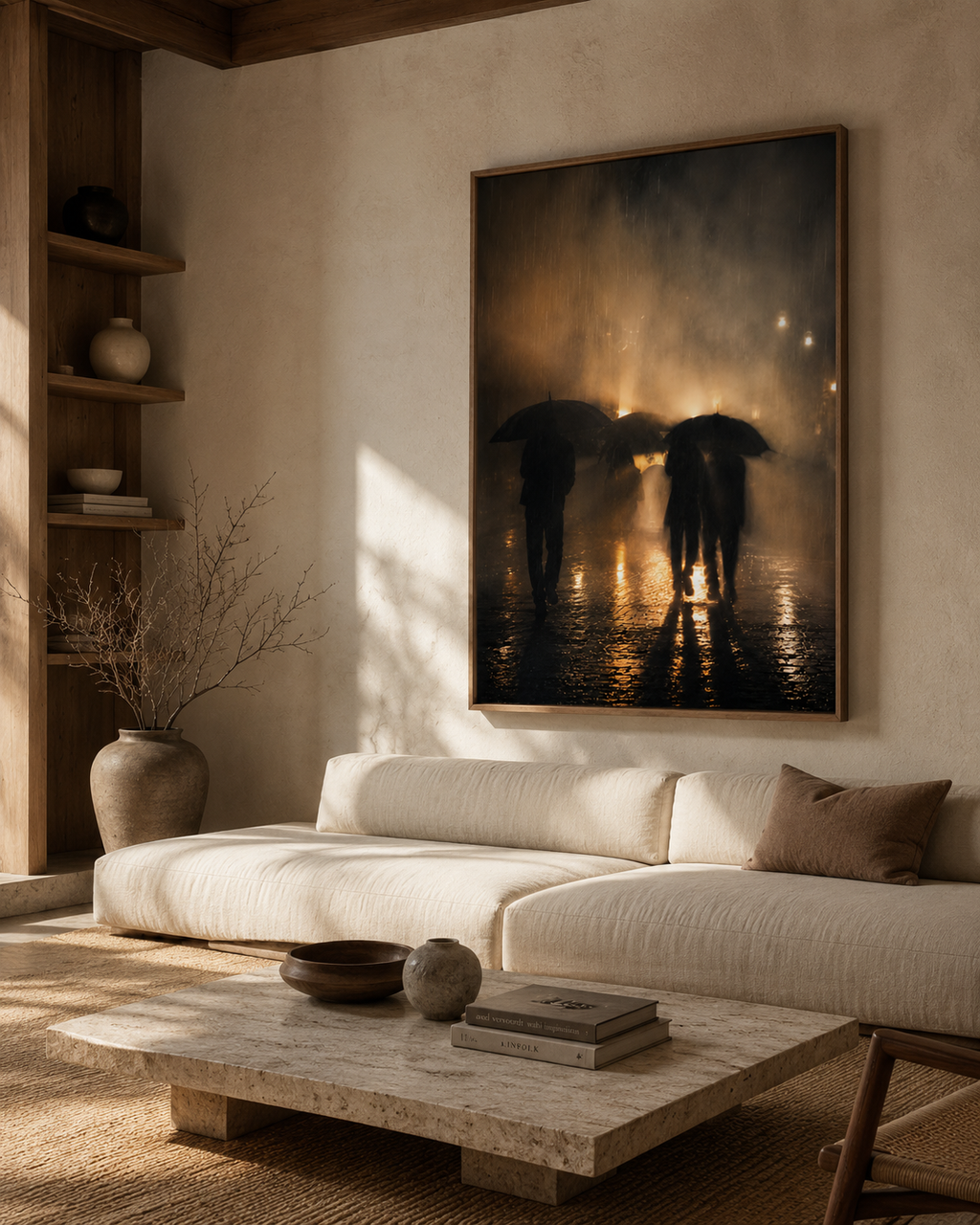 Rainy Night | Black Framed Canvas Art